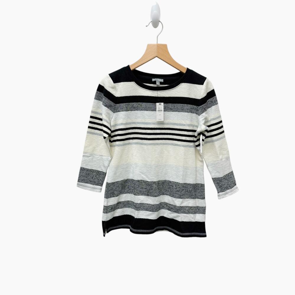 NWT‎ Talbots Women's 3/4 Sleeve Textured Shirt Striped Cotton Women’s Size XS